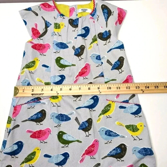 Baby Boden Girls Corduroy Pinafore Bird Print Dress Sz 18-24 Months 100% Cotton - Picture 15 of 16